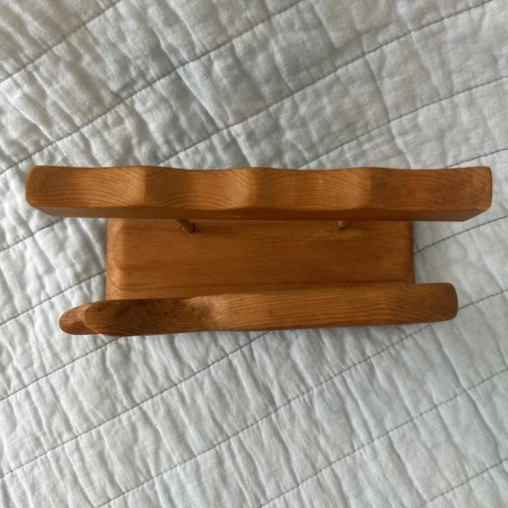 Vintage Handmade Wooden Napkin Holder Whale Signed by Maker